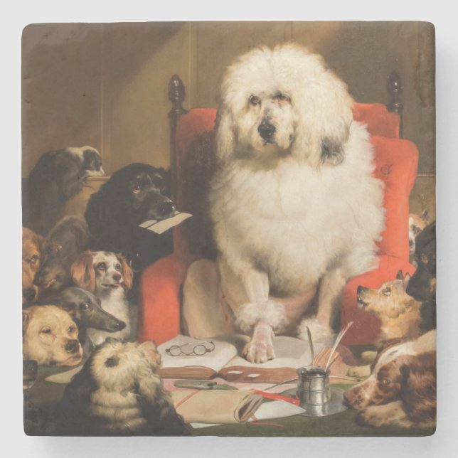 Dog as a Judge Laying Down the Law in Court Stone Coaster (Front)