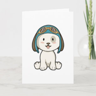 Dog as Aviator with Hat & Glasses Card