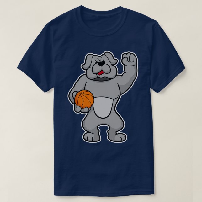 Dog as Basketball player with Basketball ball T-Shirt (Design Front)