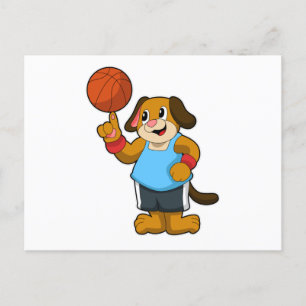 Dog as Basketball player with Basketball Postcard
