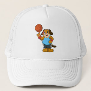 Dog as Basketball player with Basketball Trucker Hat