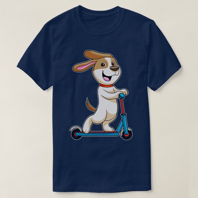 Dog as Biker with Scooter 2 T-Shirt (Design Front)
