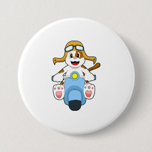 Dog as Biker with Scooter.PNG 3 Inch Round Button