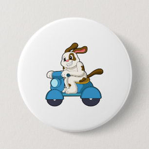 Dog as Biker with Scooter.PNG 3 Inch Round Button