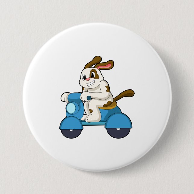 Dog as Biker with Scooter.PNG 3 Inch Round Button (Front)