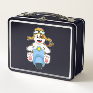 Dog as Biker with Scooter.PNG Metal Lunch Box