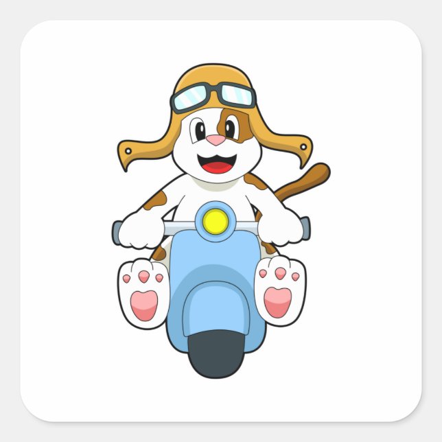 Dog as Biker with Scooter.PNG Square Sticker (Front)