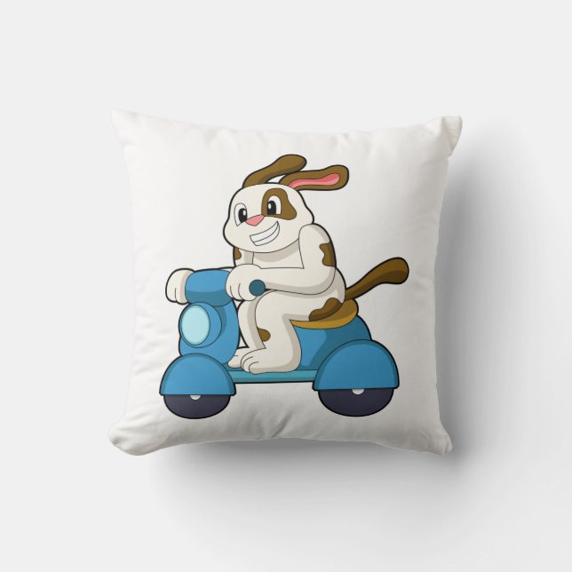 Dog as Biker with Scooter.PNG Throw Pillow (Front)