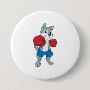 Dog as Boxer with Boxing gloves 3 Inch Round Button