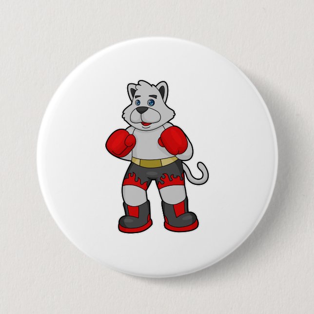 Dog as Boxer with Boxing gloves 3 Inch Round Button (Front)