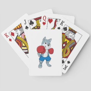 Dog as Boxer with Boxing gloves Playing Cards