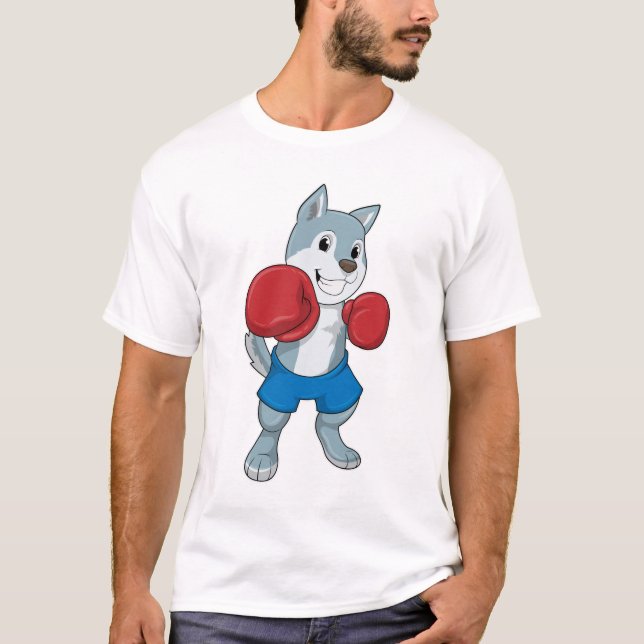 Dog as Boxer with Boxing gloves T-Shirt (Front)
