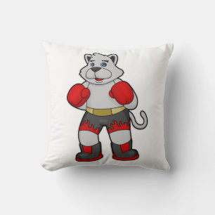 Dog as Boxer with Boxing gloves Throw Pillow