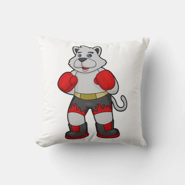 Dog as Boxer with Boxing gloves Throw Pillow (Front)
