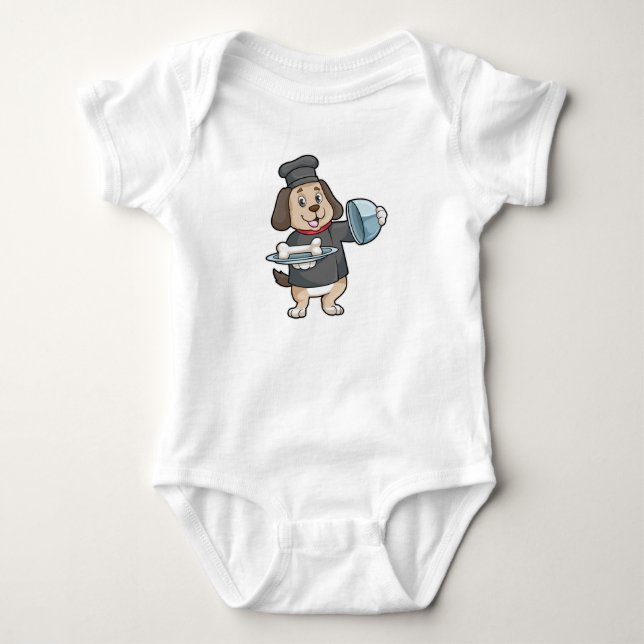 Dog as Chef with Platter & Bones Baby Bodysuit (Front)