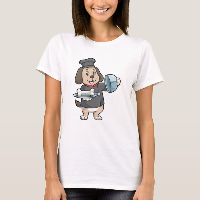 Dog as Chef with Platter & Bones T-Shirt (Front)