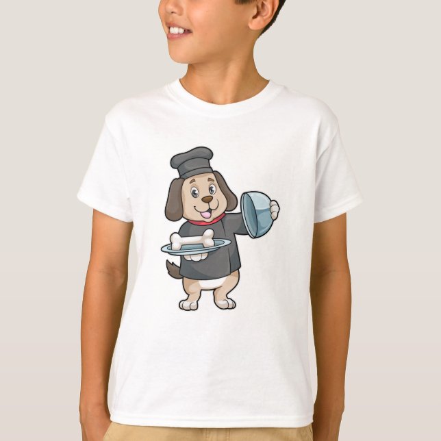 Dog as Chef with Platter & Bones T-Shirt (Front)