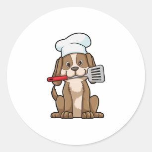 Dog as Cook with Chef's hat & Spatula Classic Round Sticker