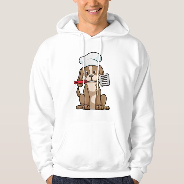 Dog as Cook with Chef's hat & Spatula Hoodie (Front)