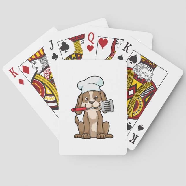 Dog as Cook with Chef's hat & Spatula Playing Cards (Back)