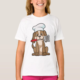 Dog as Cook with Chef's hat & Spatula T-Shirt