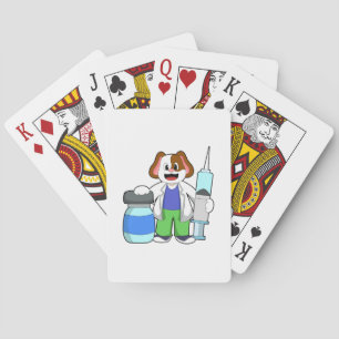Dog as Doctor with Syringe Playing Cards