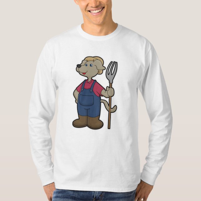 Dog as Farmer with Rake & Hat T-Shirt (Front)