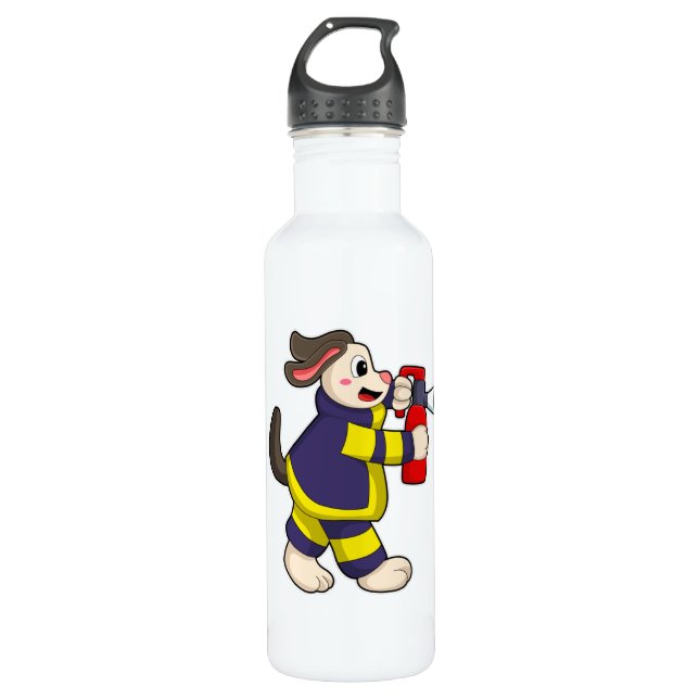 Dog as Firefighter with Fire extinguisher 710 Ml Water Bottle (Front)