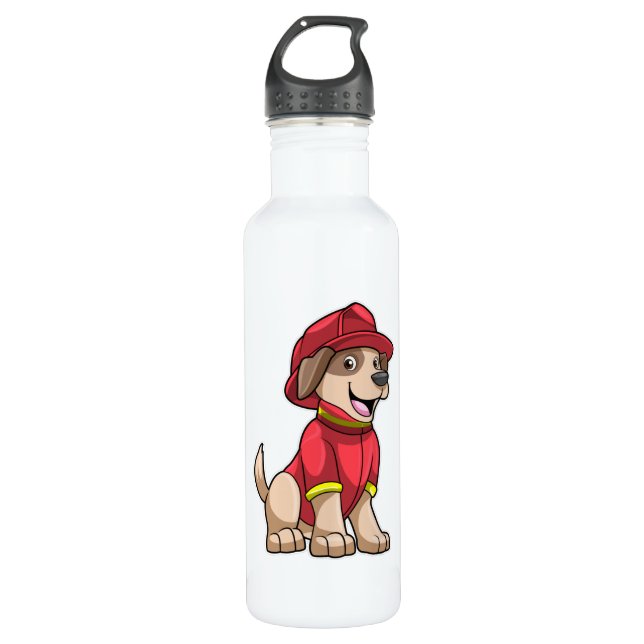 Dog as Firefighter with Fire helmet 710 Ml Water Bottle (Front)