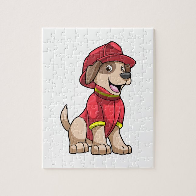 Dog as Firefighter with Fire helmet Jigsaw Puzzle (Vertical)