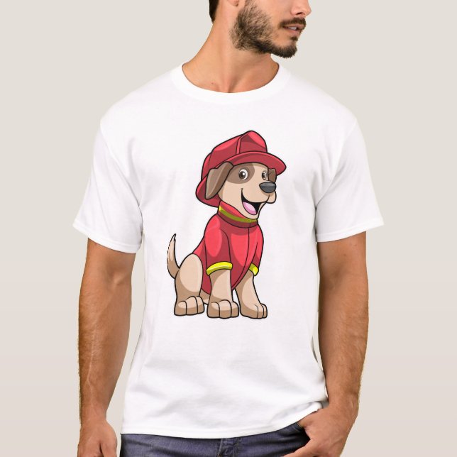 Dog as Firefighter with Fire helmet T-Shirt (Front)