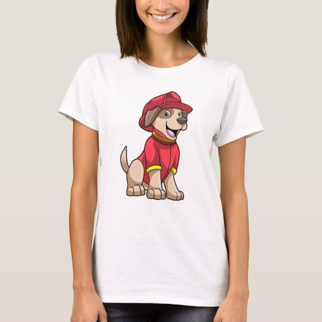 Dog as Firefighter with Fire helmet T-Shirt (Front)