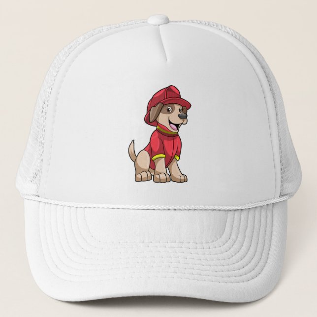 Dog as Firefighter with Fire helmet Trucker Hat (Front)