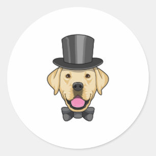Dog as Groom with Bow Classic Round Sticker