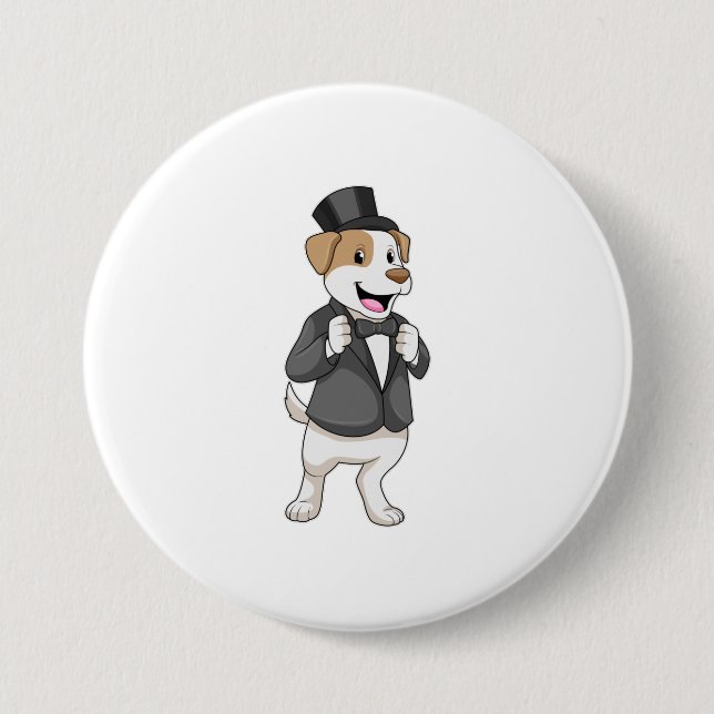 Dog as Groom with Ribbon 3 Inch Round Button (Front)