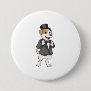 Dog as Groom with Ribbon 3 Inch Round Button