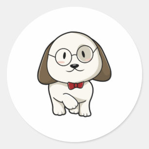 Dog as Groom with Tie & Glasses Classic Round Sticker