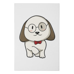 Dog as Groom with Tie & Glasses Faux Canvas Print