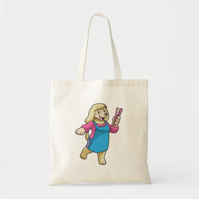 Dog as Hairdresser with Comb Tote Bag (Front)