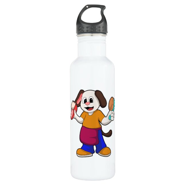 Dog as Hairdresser with Razor 710 Ml Water Bottle (Front)