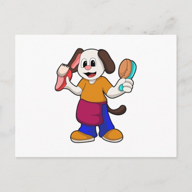 Dog as Hairdresser with Razor Postcard (Front)