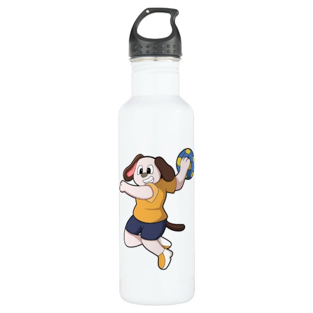 Dog as Handball player with Handball 710 Ml Water Bottle (Front)