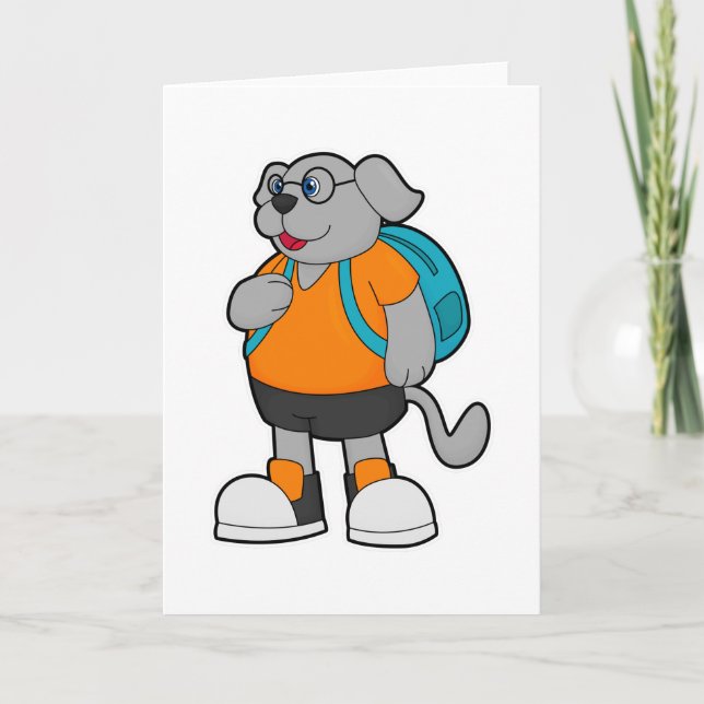 Dog as Hiker with Backpack Card (Front)