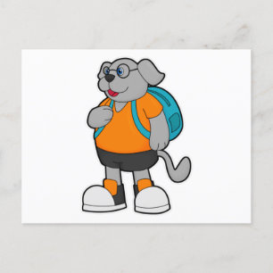 Dog as Hiker with Backpack Postcard