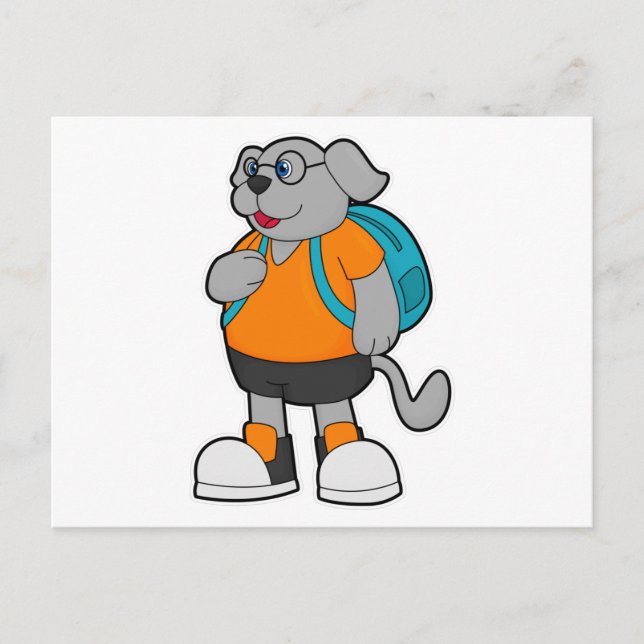 Dog as Hiker with Backpack Postcard (Front)