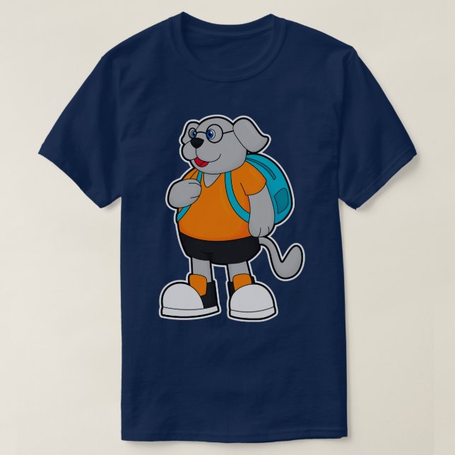 Dog as Hiker with Backpack T-Shirt (Design Front)