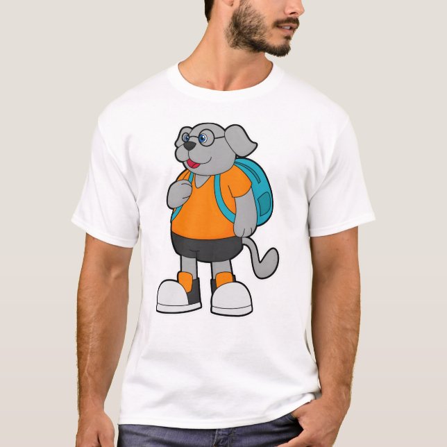 Dog as Hiker with Backpack T-Shirt (Front)