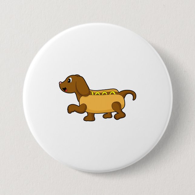Dog as Hotdog 3 Inch Round Button (Front)