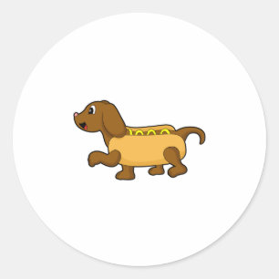 Dog as Hotdog Classic Round Sticker
