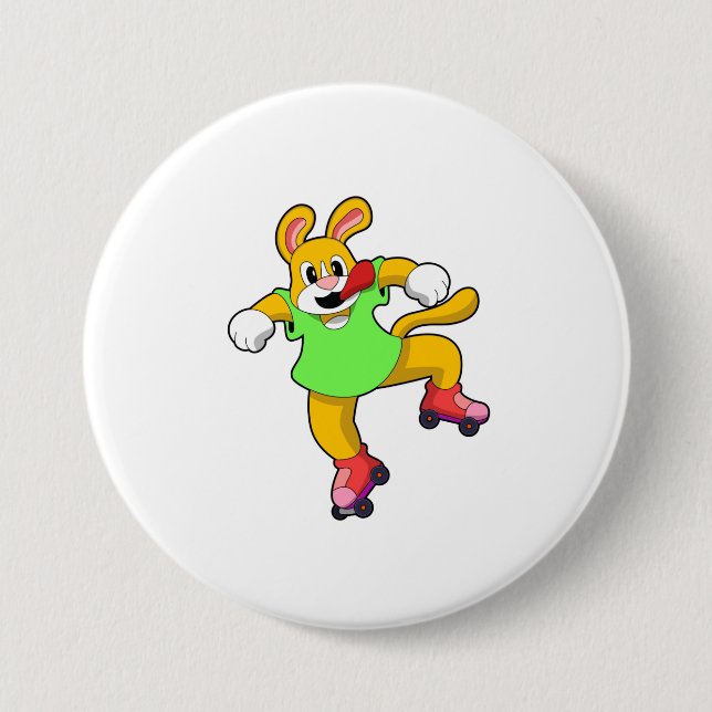 Dog as Inline Skater with Inline Skates 3 Inch Round Button (Front)